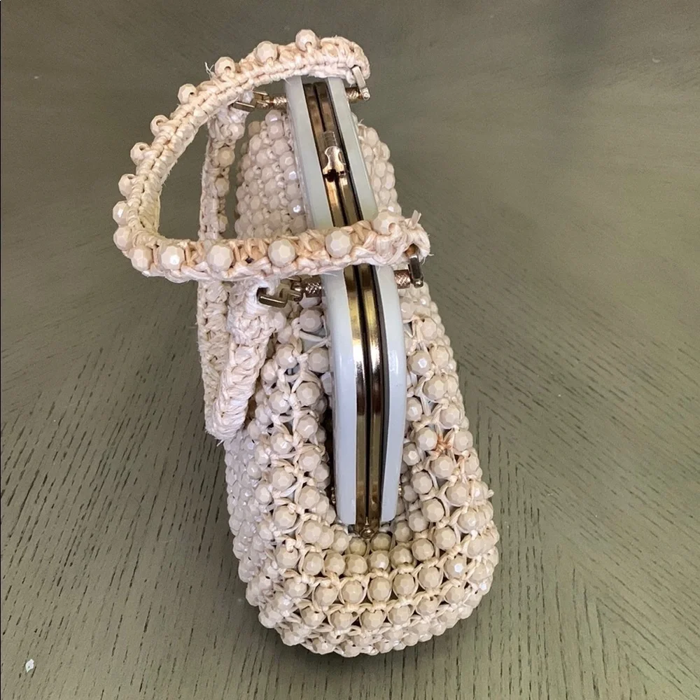 Vintage LEFCORT Elegant Cream Beaded Handbag - Picture 2 of 16
